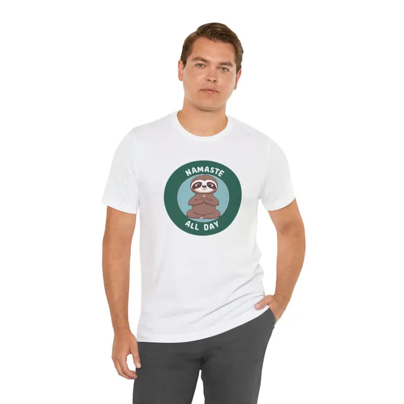 Namaste Sloth Yoga Jersey Short Sleeve Tee - DipaliZ