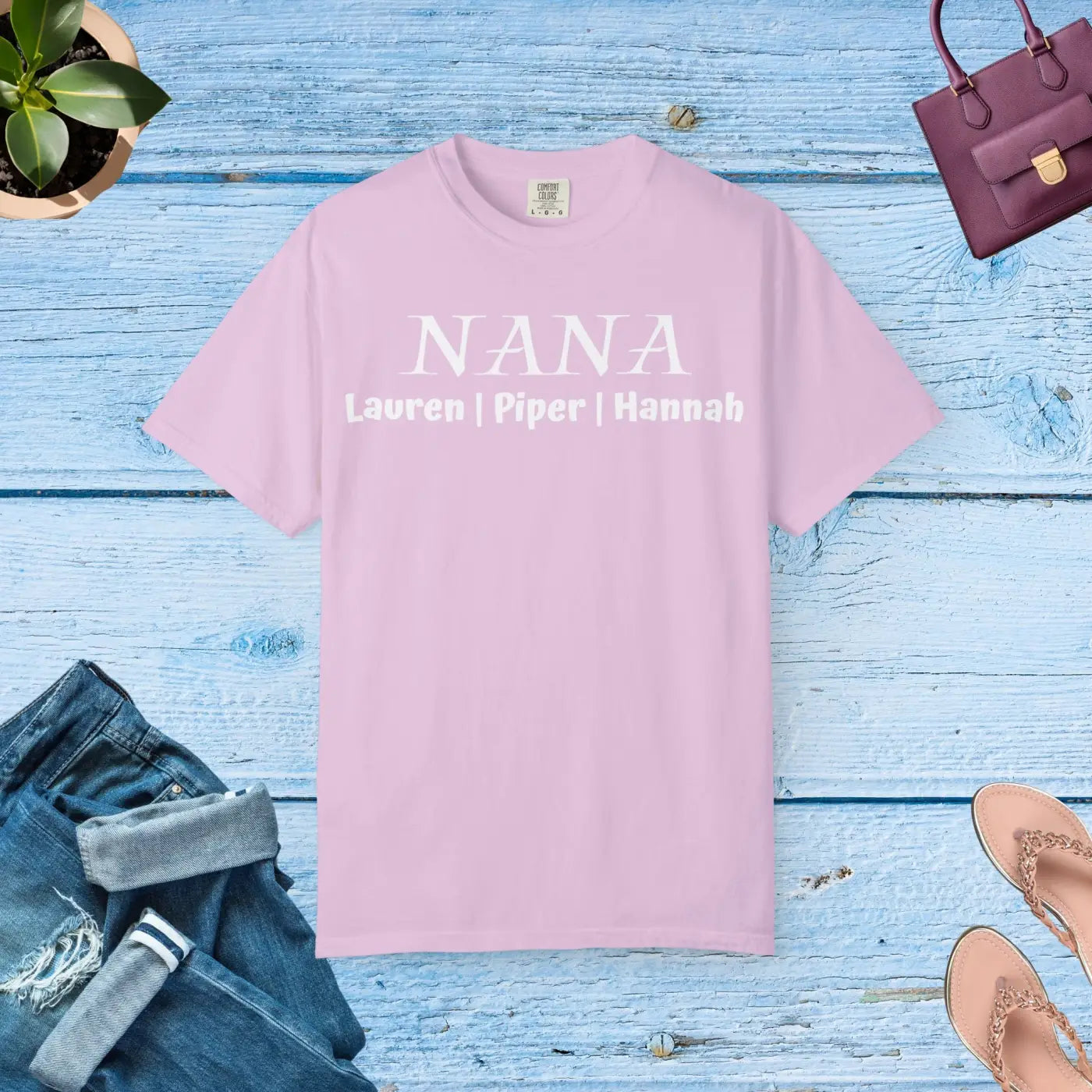 Nana Personalized Custom Names Grandma Gift T-Shirt - DipaliZ