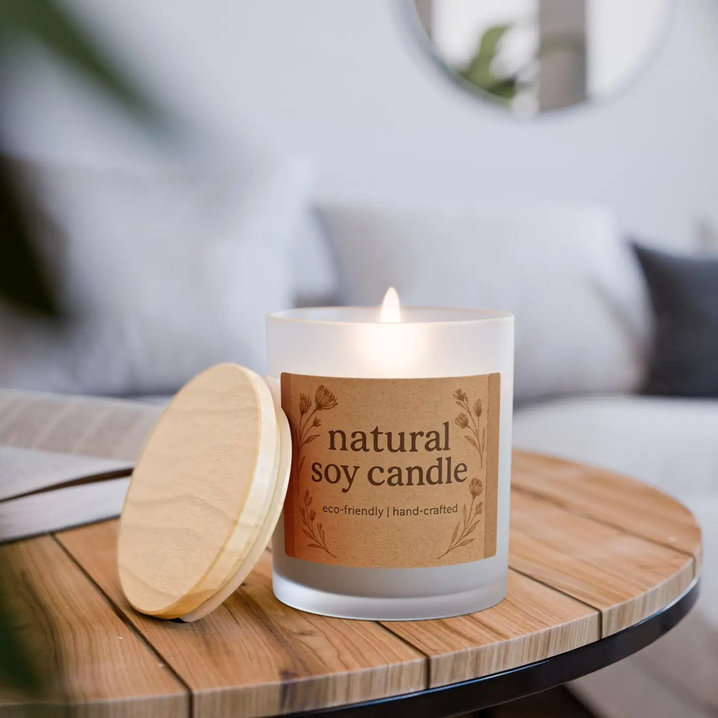 Natural Soy Candle - Unique Wooden Wick Soothing Ambiance - DipaliZ