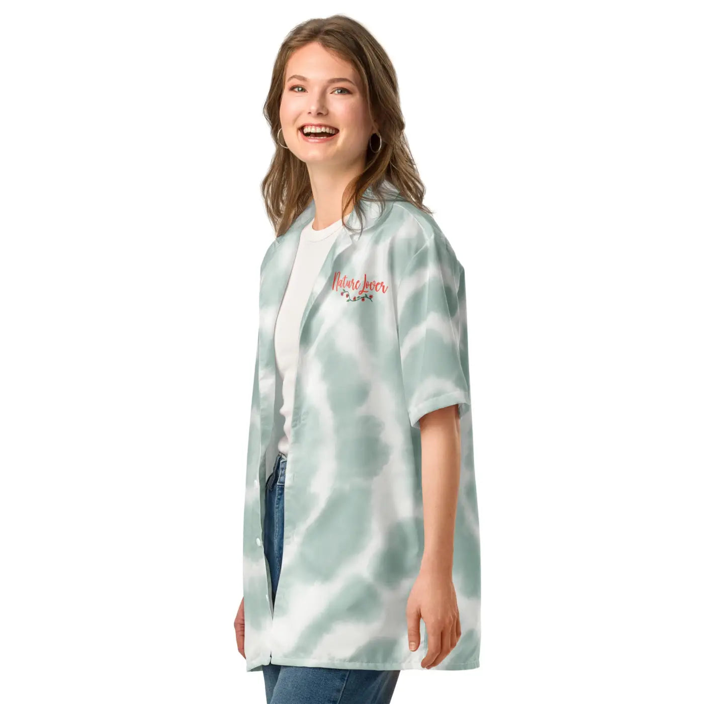 Unisex Button Shirt - Nature Flower Tie-Dye Design - DipaliZ