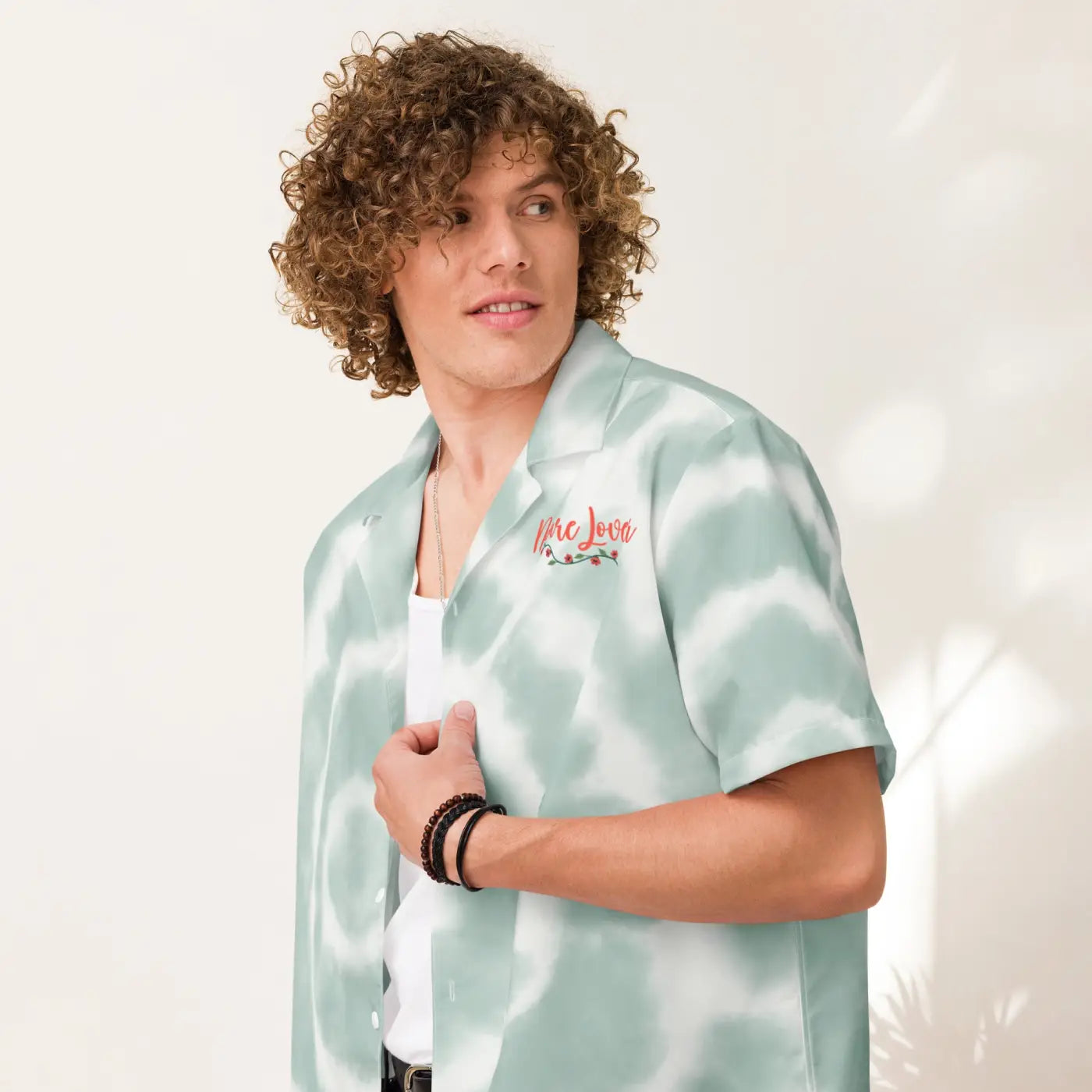 Unisex Button Shirt - Nature Flower Tie-Dye Design - DipaliZ