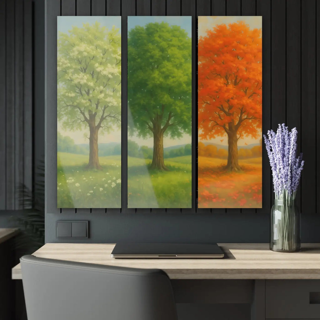 Triptych Wall Art - Seasonal Tree Acrylic Prints - DipaliZ