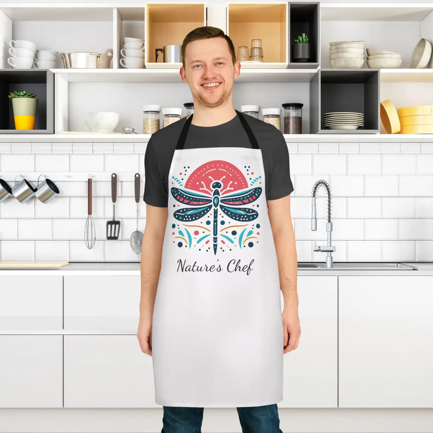 Dragonfly Apron - Vibrant Artistic Design with Tie-Back - DipaliZ