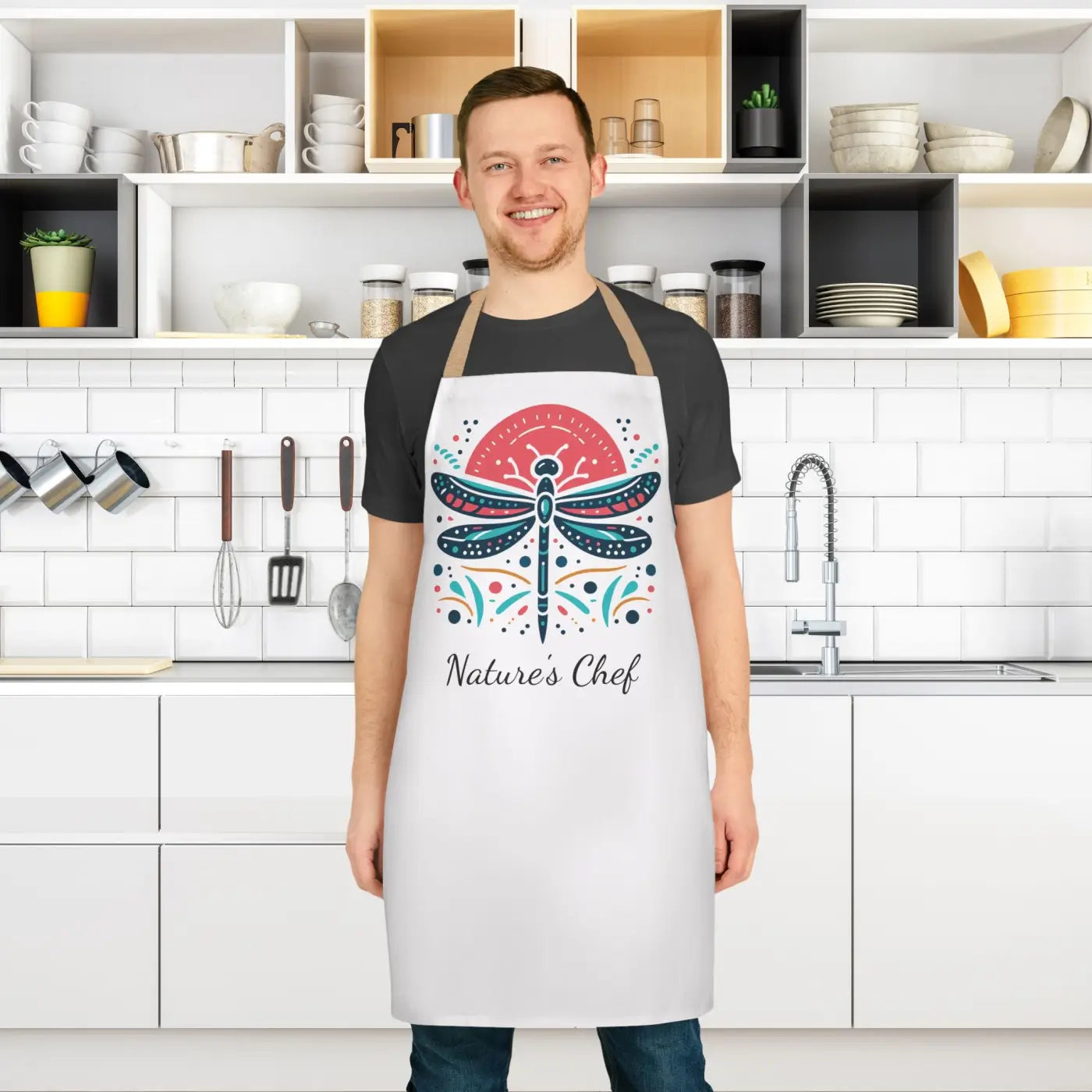 Dragonfly Apron - Vibrant Artistic Design with Tie-Back - DipaliZ
