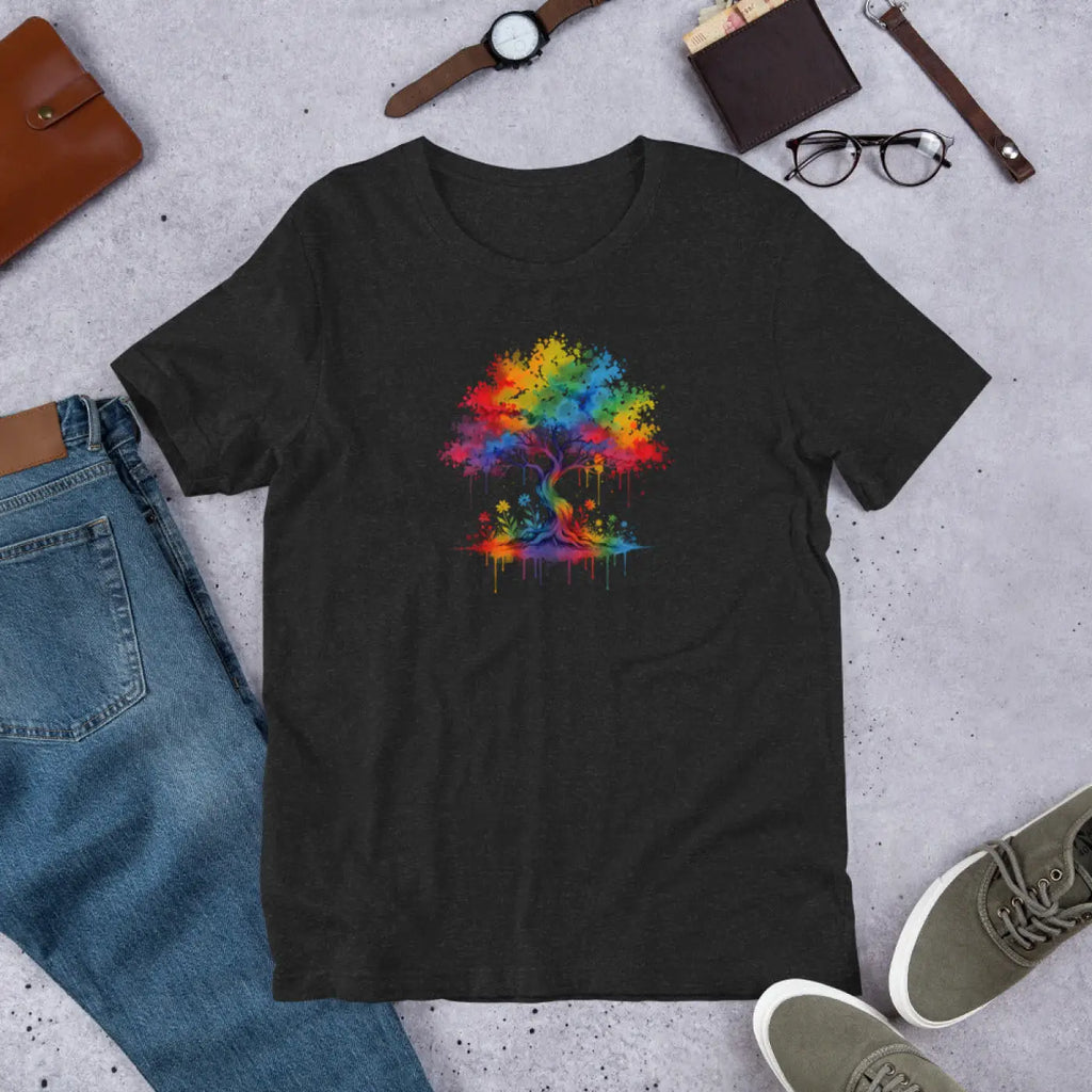 Rainbow Tree Tee - Palette Art Comfort Wear - DipaliZ