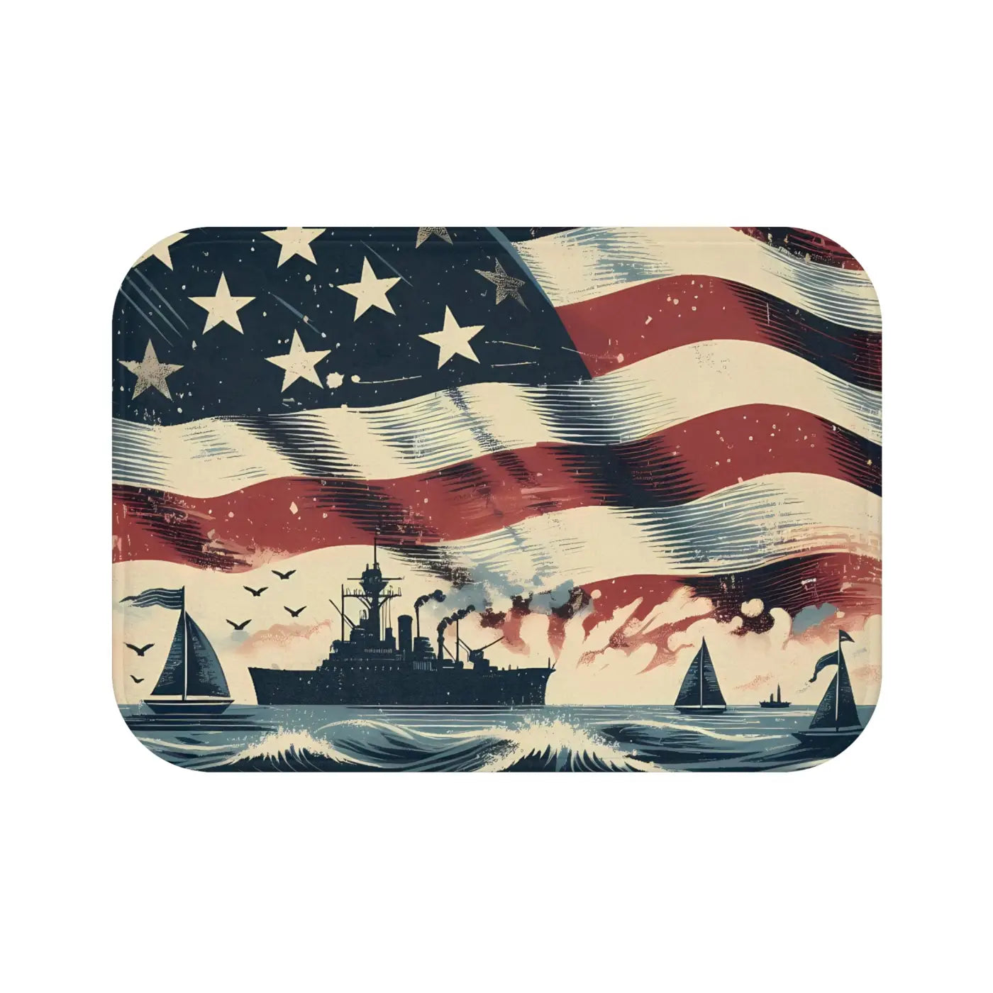 Americana Bath Mat - Nautical Flag Design Memory Foam - DipaliZ