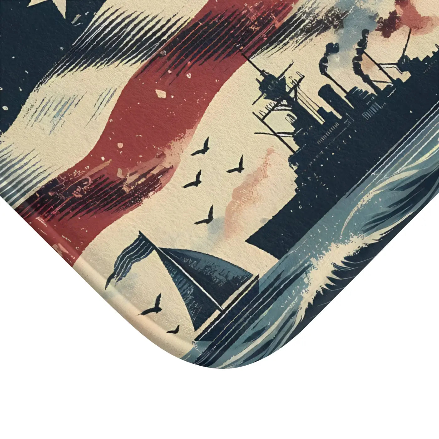 Americana Bath Mat - Nautical Flag Design Memory Foam - DipaliZ