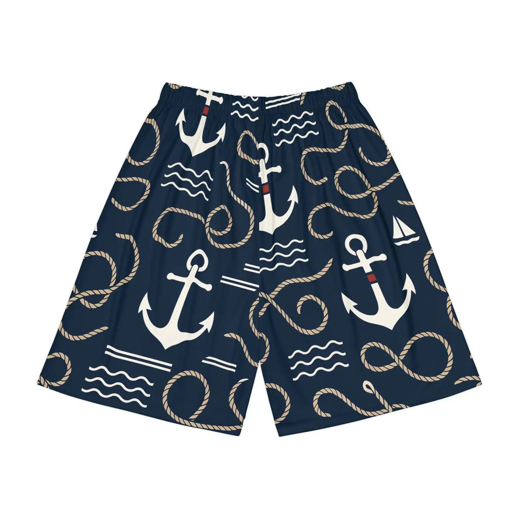 Premium Nautical Anchor Print Men's Sports Shorts - DipaliZ