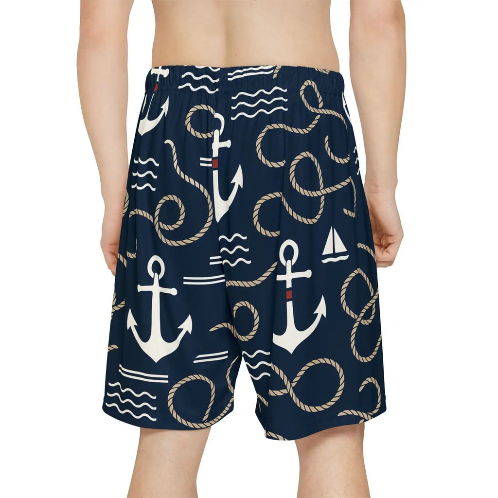 Premium Nautical Anchor Print Men's Sports Shorts - DipaliZ
