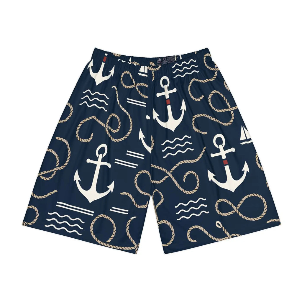 Premium Nautical Anchor Print Men's Sports Shorts - DipaliZ