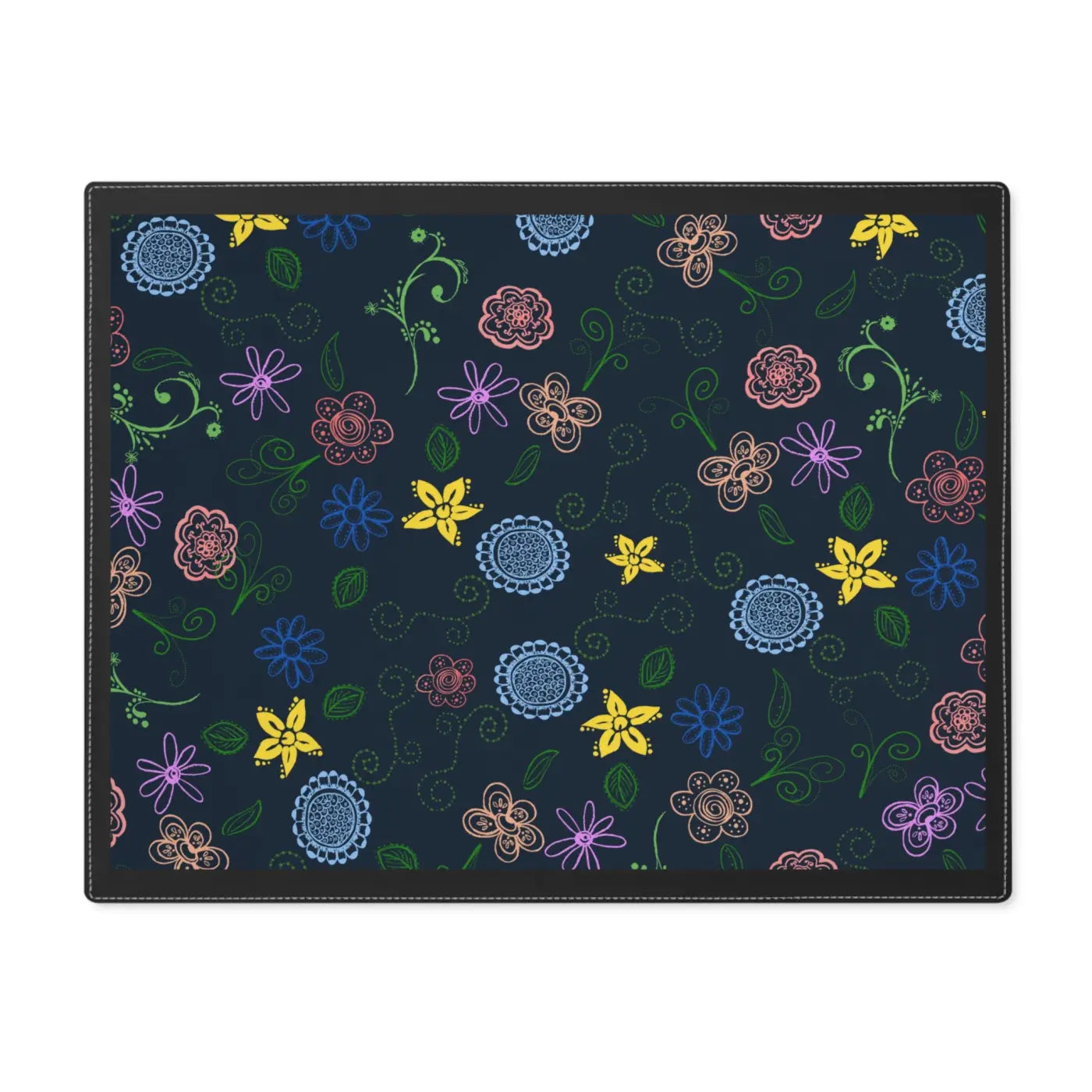 Floral Pattern Navy Blue Cotton Placemat - Dining Style - DipaliZ