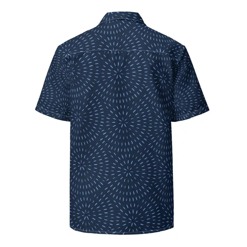 Navy Blue Button Shirt - Eco Friendly Pattern Unisex - DipaliZ