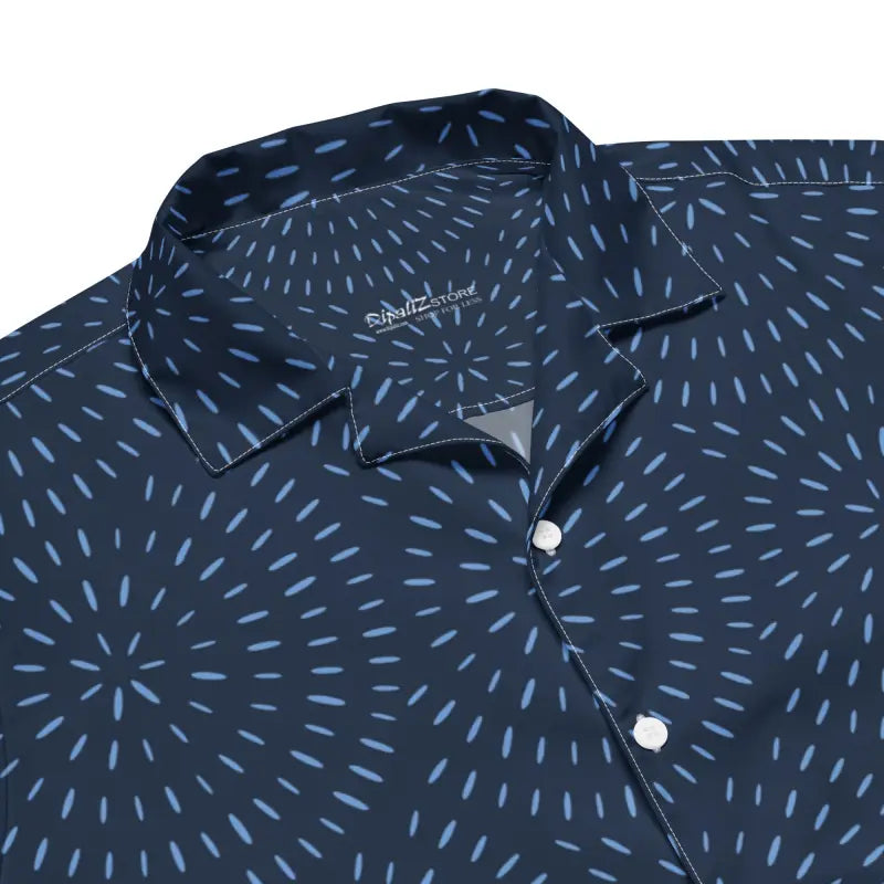 Navy Blue Button Shirt - Eco Friendly Pattern Unisex - DipaliZ