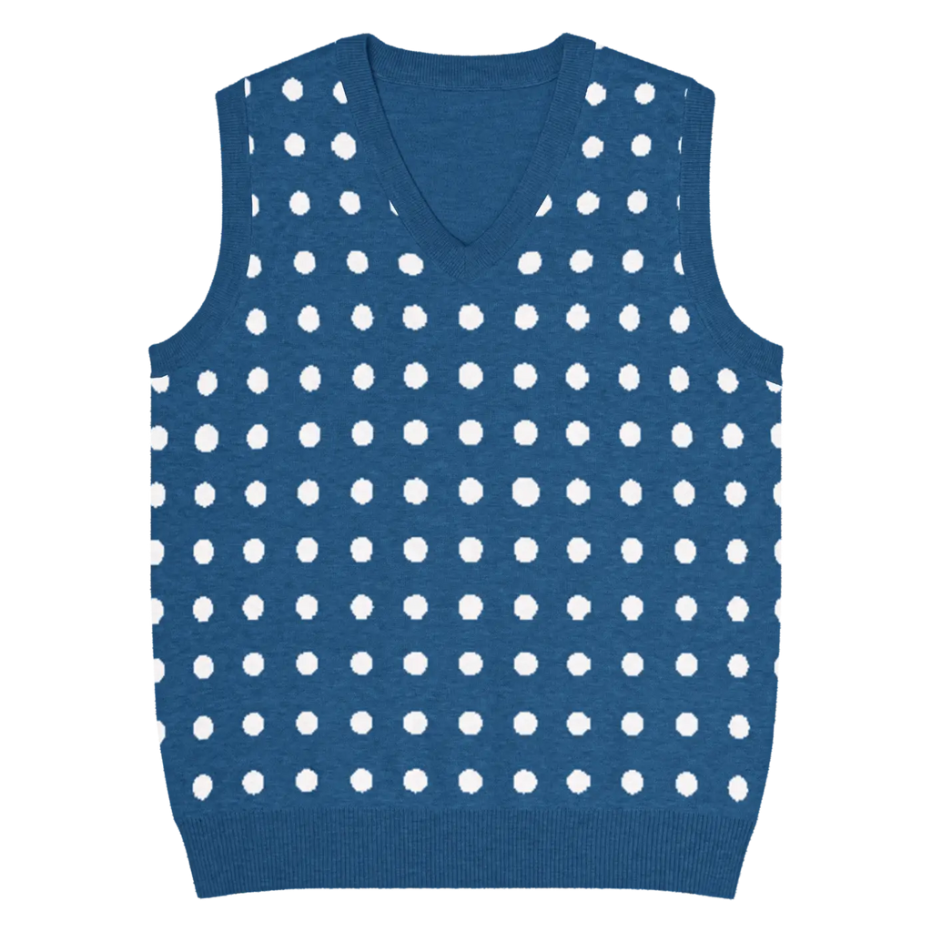 White Polka Dot Knit Vest - Retro Navy Style - DipaliZ