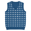 White Polka Dot Knit Vest - Retro Navy Style - DipaliZ