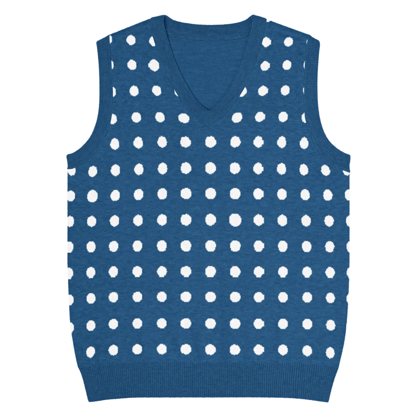 White Polka Dot Knit Vest - Retro Navy Style - DipaliZ