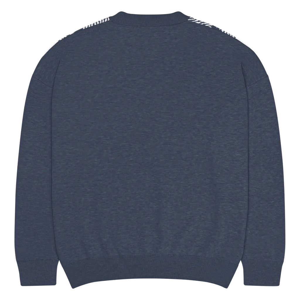 Knitted Crew Sweater - Buffalo Check Pattern Navy Tones - DipaliZ