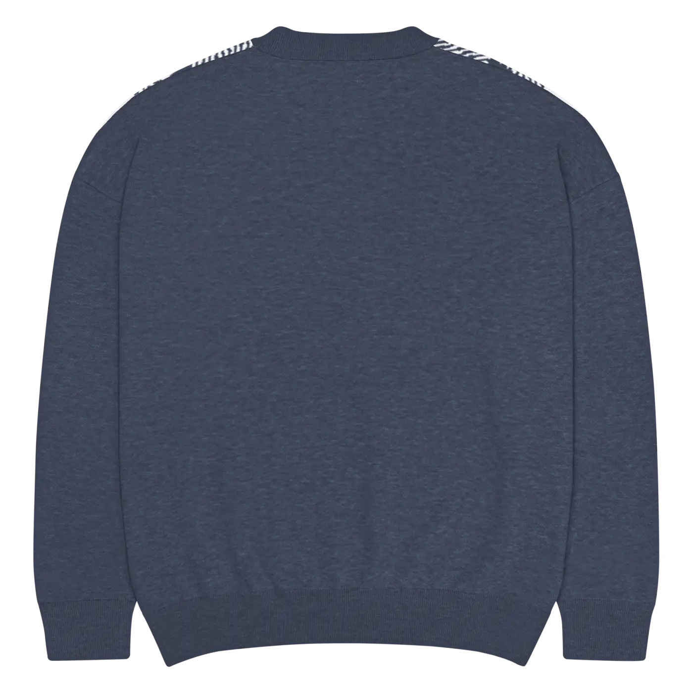 Knitted Crew Sweater - Buffalo Check Pattern Navy Tones - DipaliZ