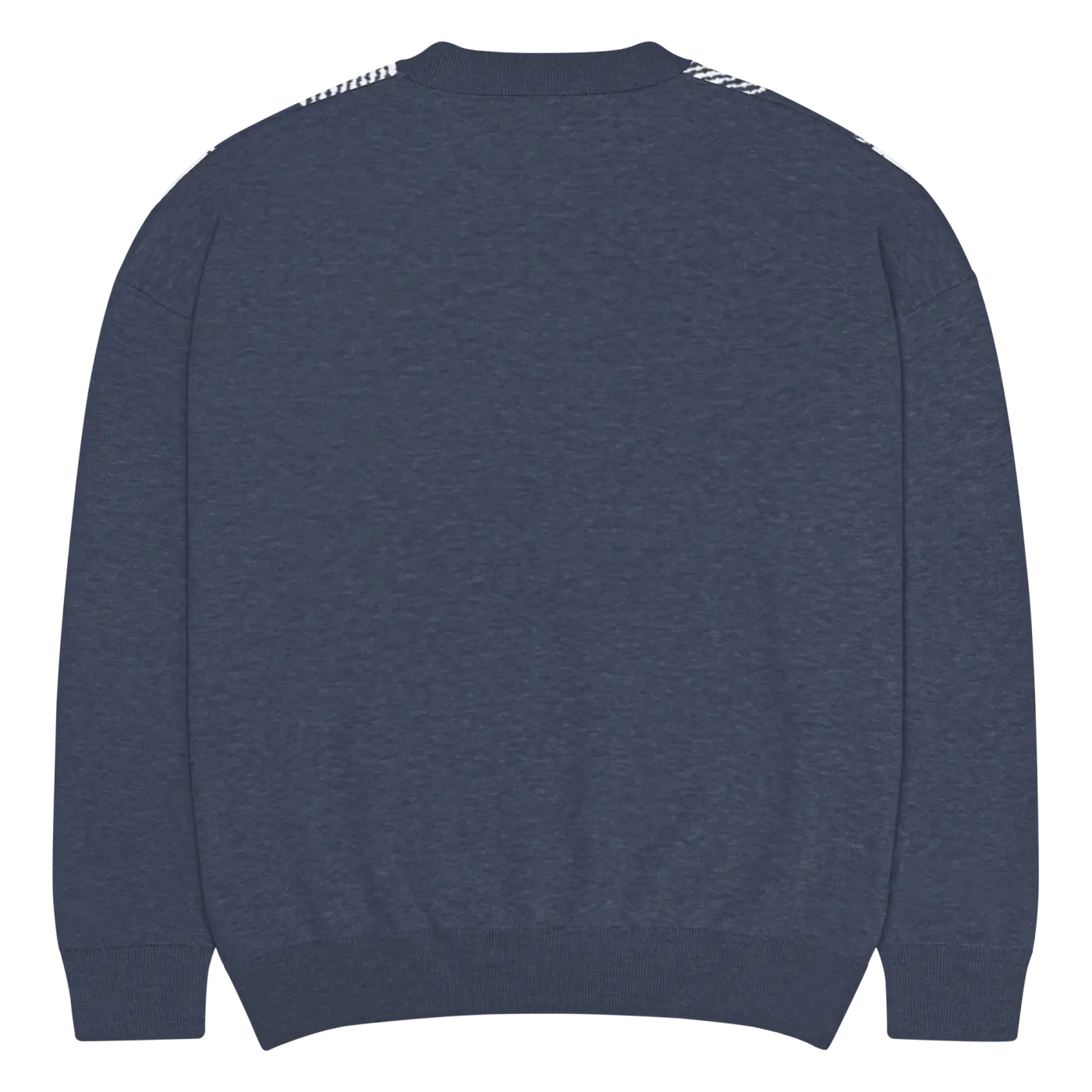 Knitted Crew Sweater - Buffalo Check Pattern Navy Tones - DipaliZ