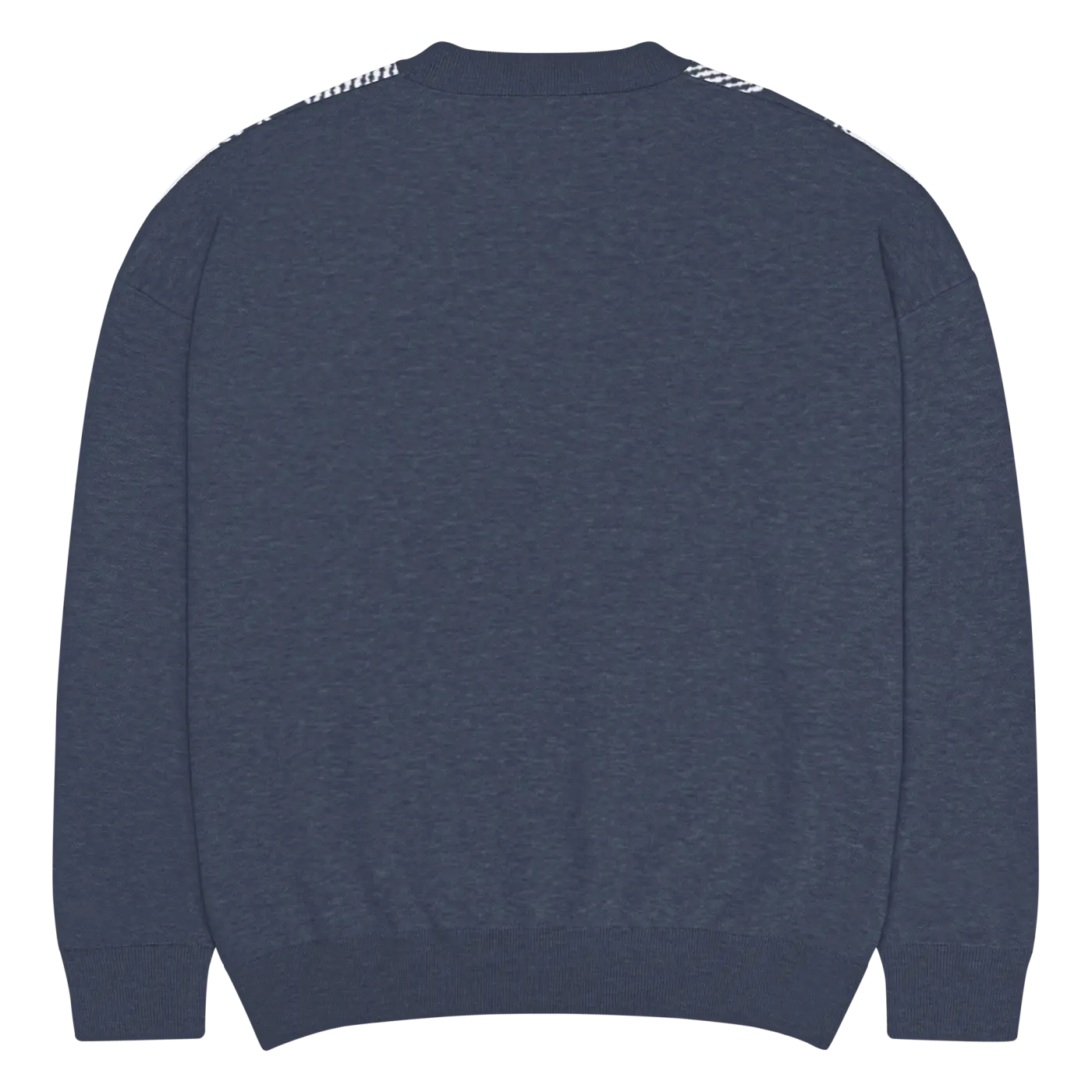 Knitted Crew Sweater - Buffalo Check Pattern Navy Tones - DipaliZ