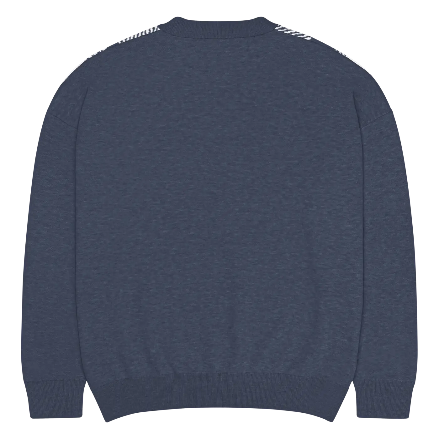 Knitted Crew Sweater - Buffalo Check Pattern Navy Tones - DipaliZ
