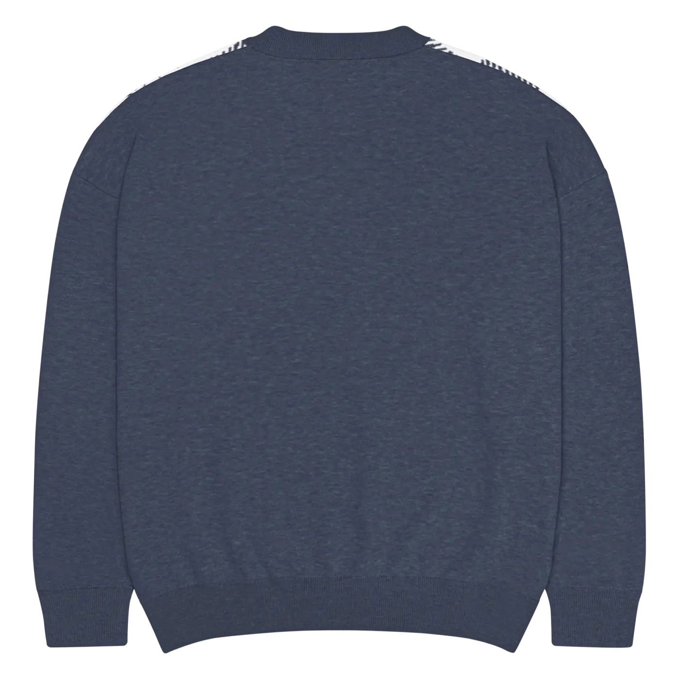 Knitted Crew Sweater - Buffalo Check Pattern Navy Tones - DipaliZ