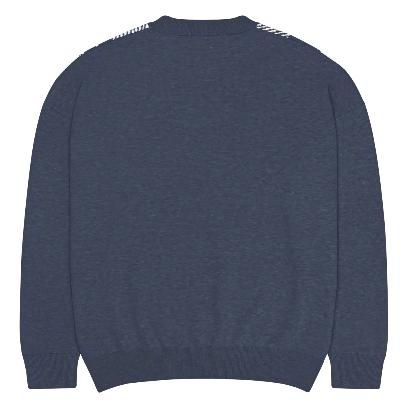 Knitted Crew Sweater - Buffalo Check Pattern Navy Tones - DipaliZ