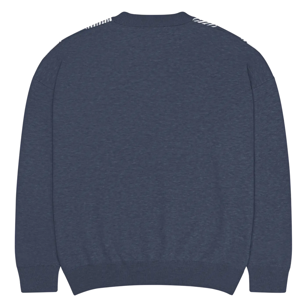 Knitted Crew Sweater - Buffalo Check Pattern Navy Tones - DipaliZ