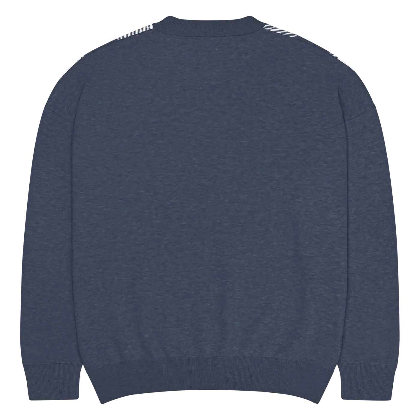 Knitted Crew Sweater - Buffalo Check Pattern Navy Tones - DipaliZ