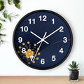 Navy Floral Wall Clock - Gold Blossom Whisper-Quiet Elegance - DipaliZ