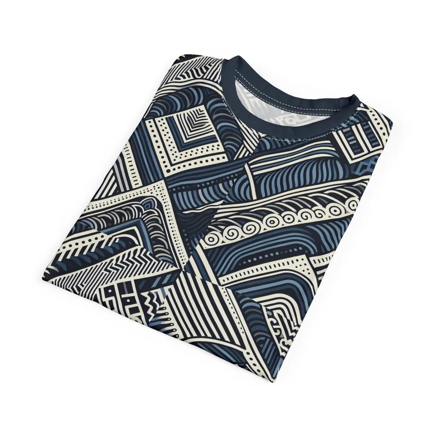 Navy Geometric Unisex All-Over Print Sew Tee - DipaliZ