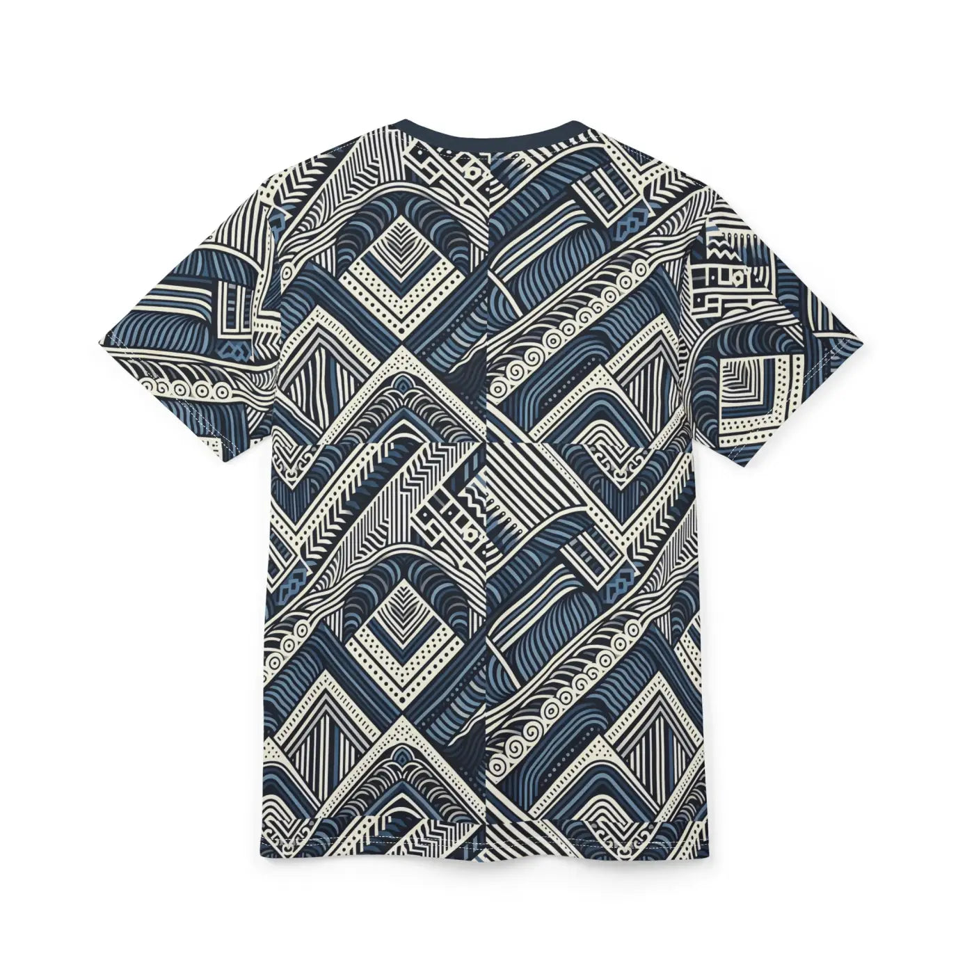Navy Geometric Unisex All-Over Print Sew Tee - DipaliZ