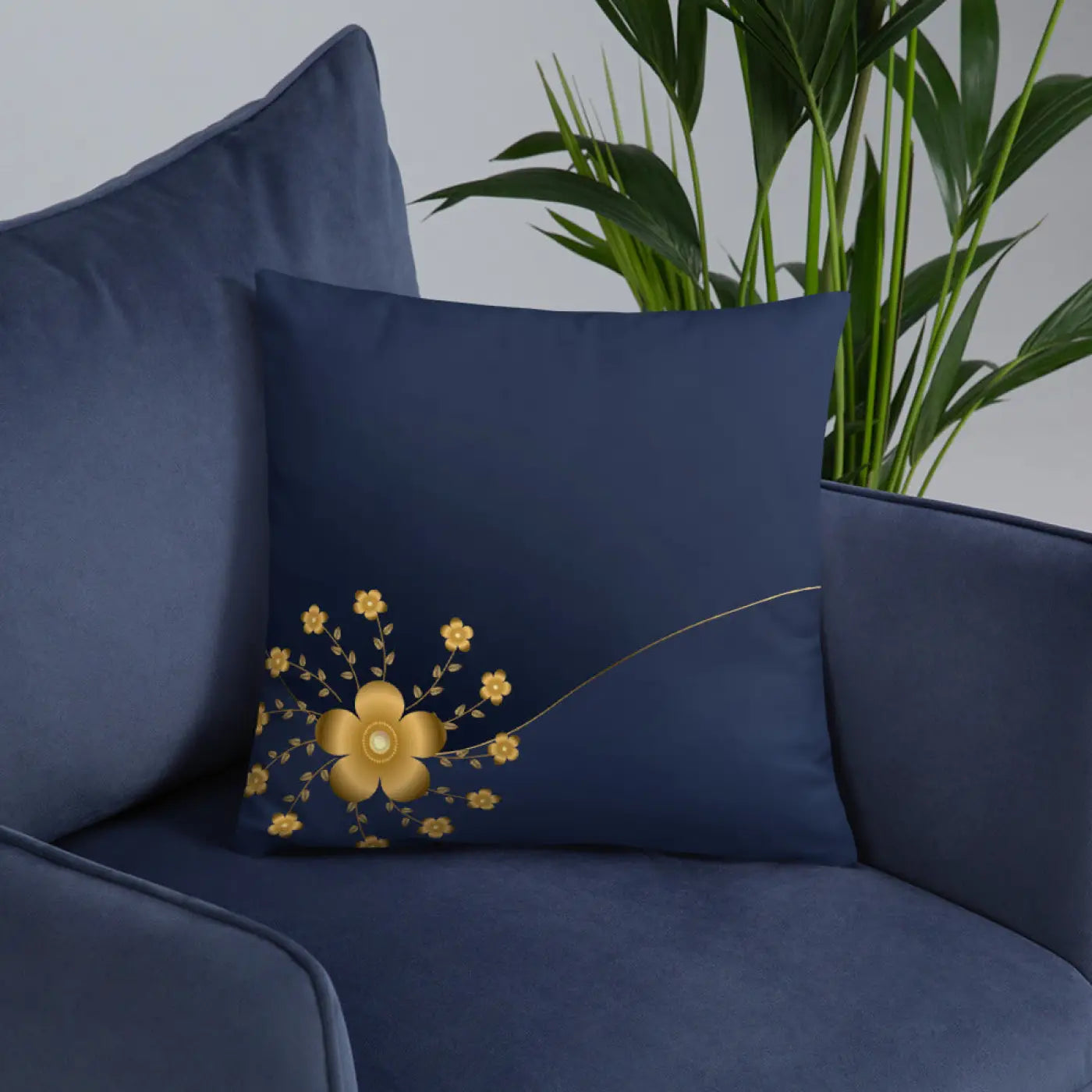 Gold Floral Basic Pillow - Glamorous Home Decor - DipaliZ