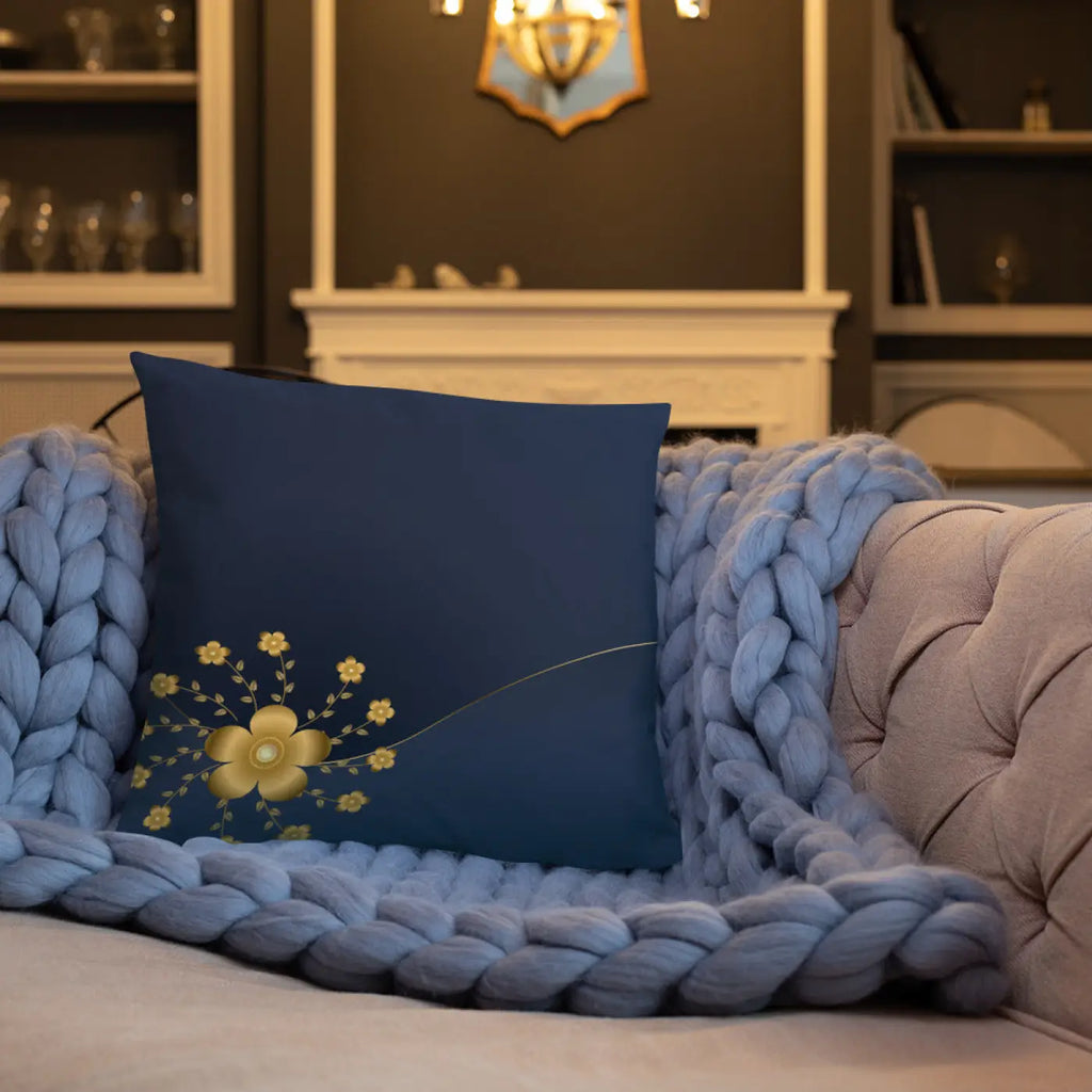Gold Floral Basic Pillow - Glamorous Home Decor - DipaliZ