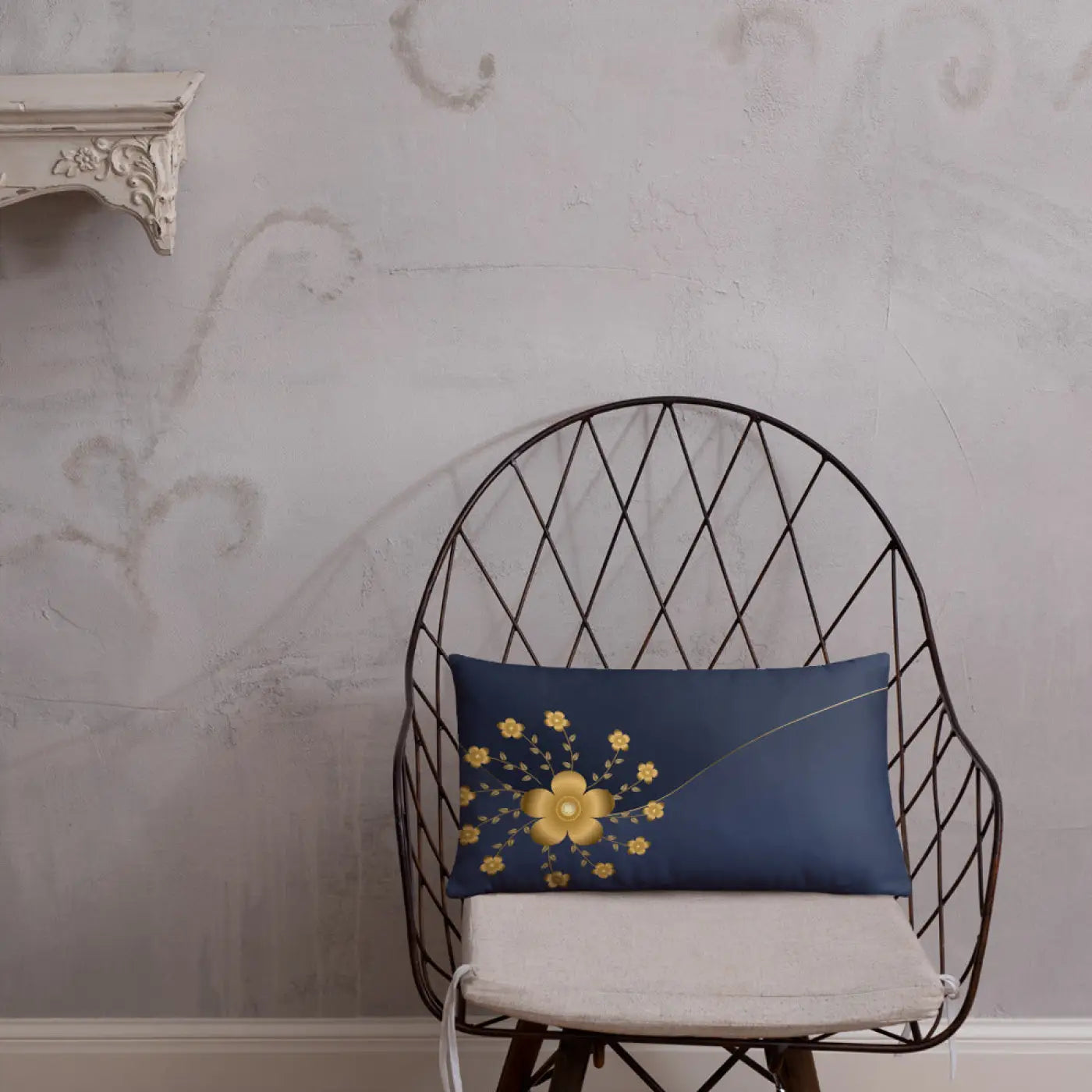 Gold Floral Basic Pillow - Glamorous Home Decor - DipaliZ