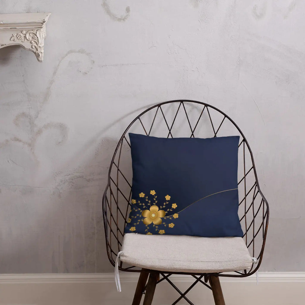 Gold Floral Basic Pillow - Glamorous Home Decor - DipaliZ
