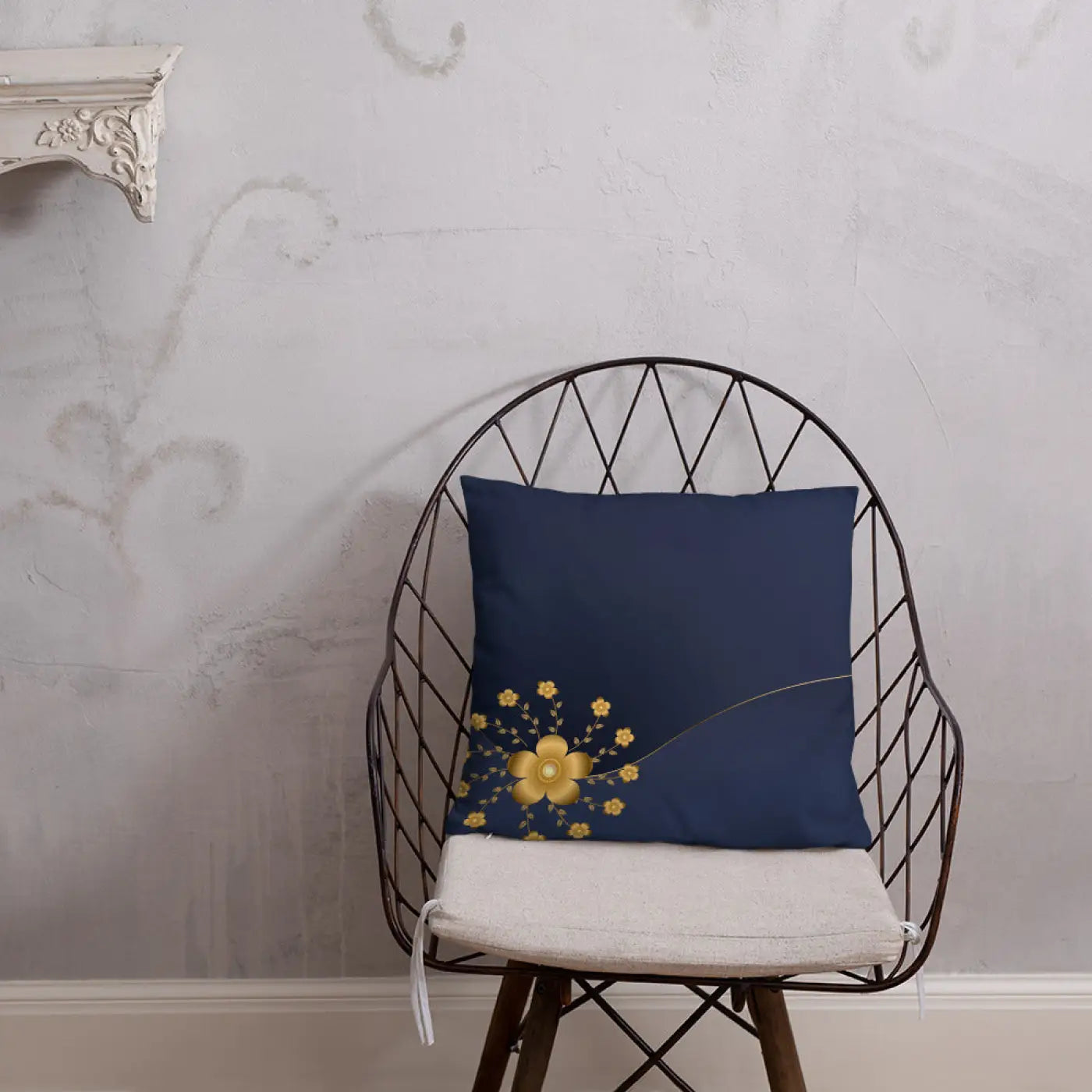 Gold Floral Basic Pillow - Glamorous Home Decor - DipaliZ