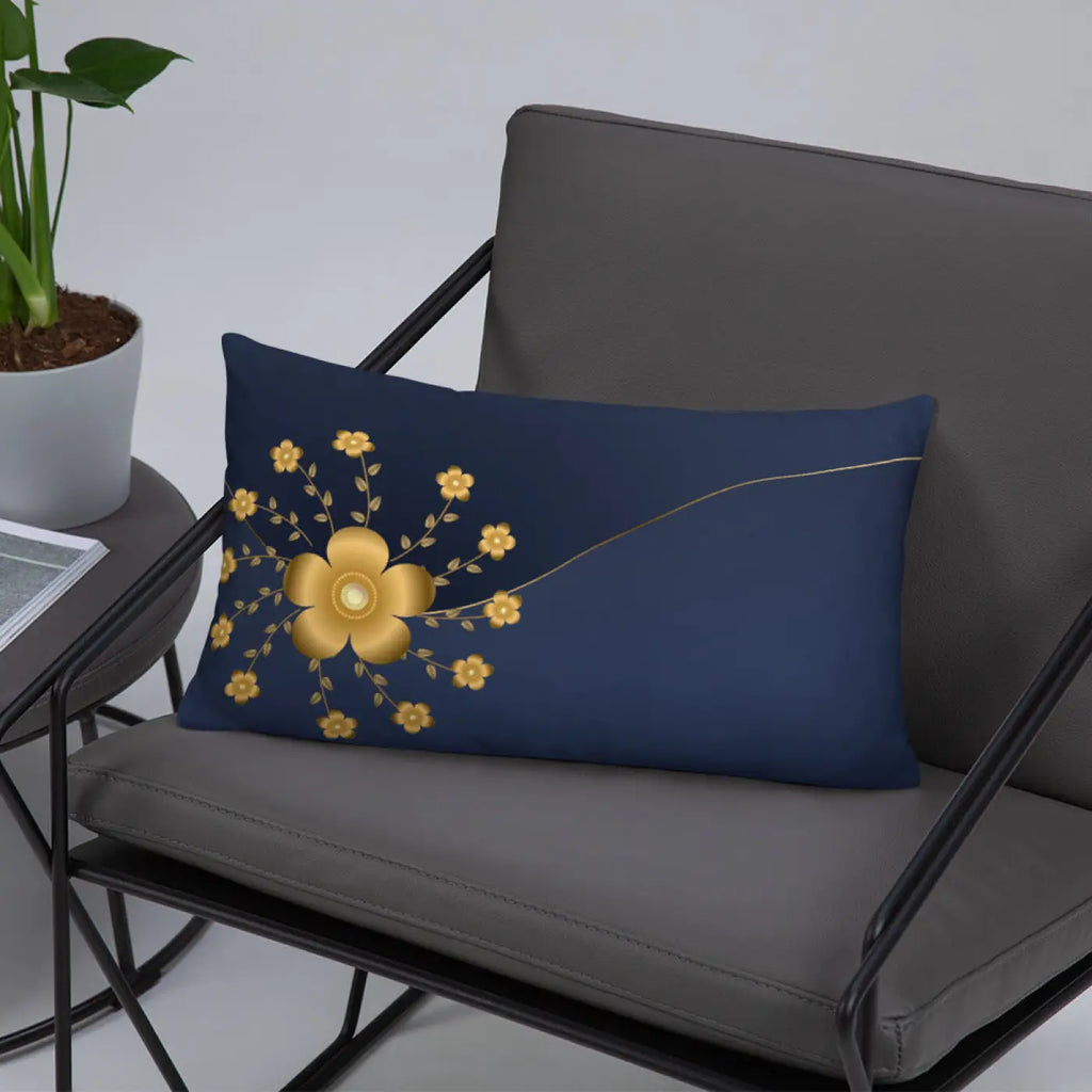 Gold Floral Basic Pillow - Glamorous Home Decor - DipaliZ