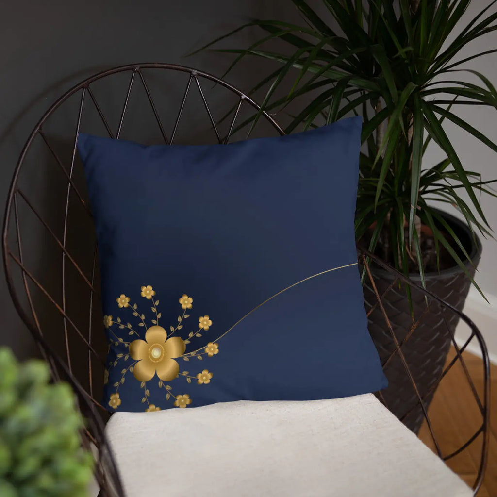 Gold Floral Basic Pillow - Glamorous Home Decor - DipaliZ