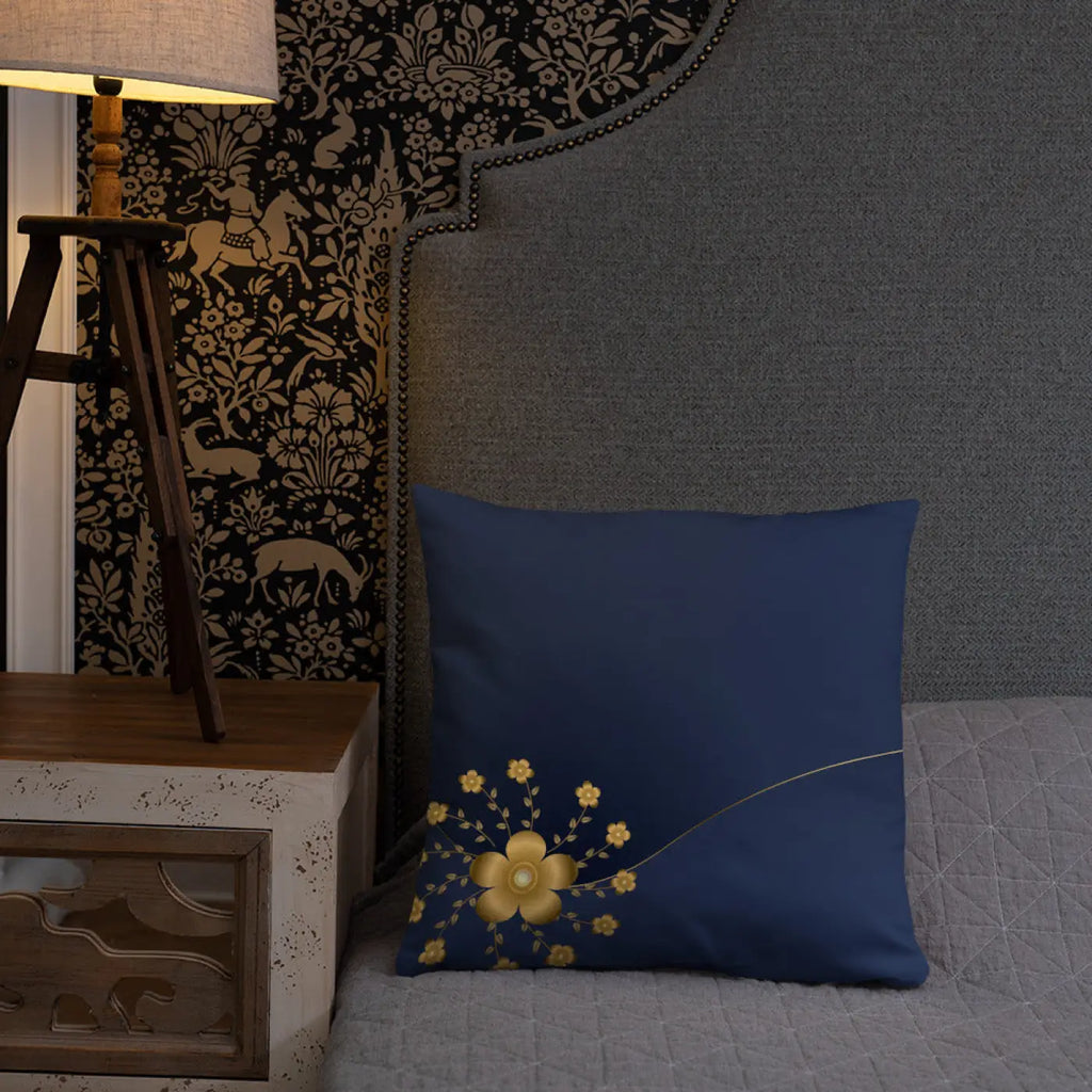 Gold Floral Basic Pillow - Glamorous Home Decor - DipaliZ