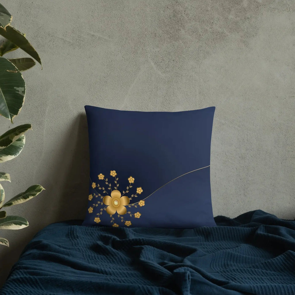 Gold Floral Basic Pillow - Glamorous Home Decor - DipaliZ