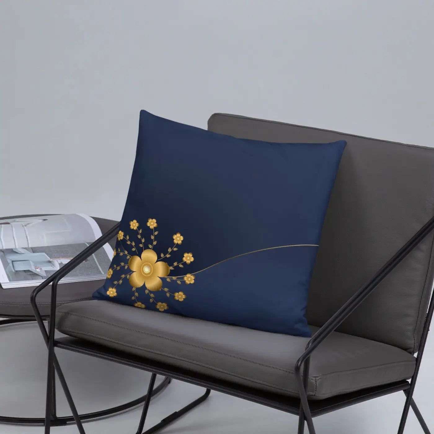 Gold Floral Basic Pillow - Glamorous Home Decor - DipaliZ