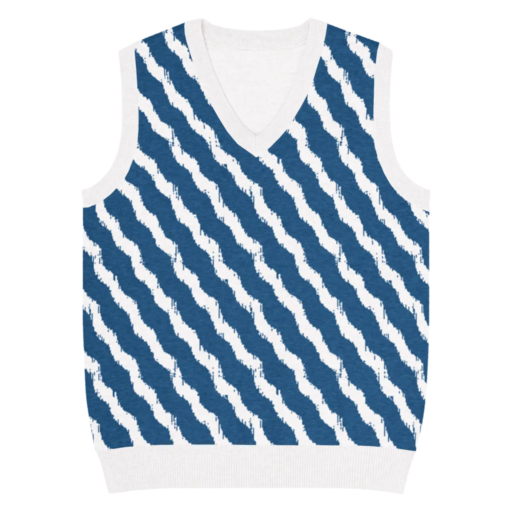 Knit Vest - Stunning White Diagonal Stripe Pattern - DipaliZ
