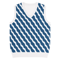 Knit Vest - Stunning White Diagonal Stripe Pattern - DipaliZ