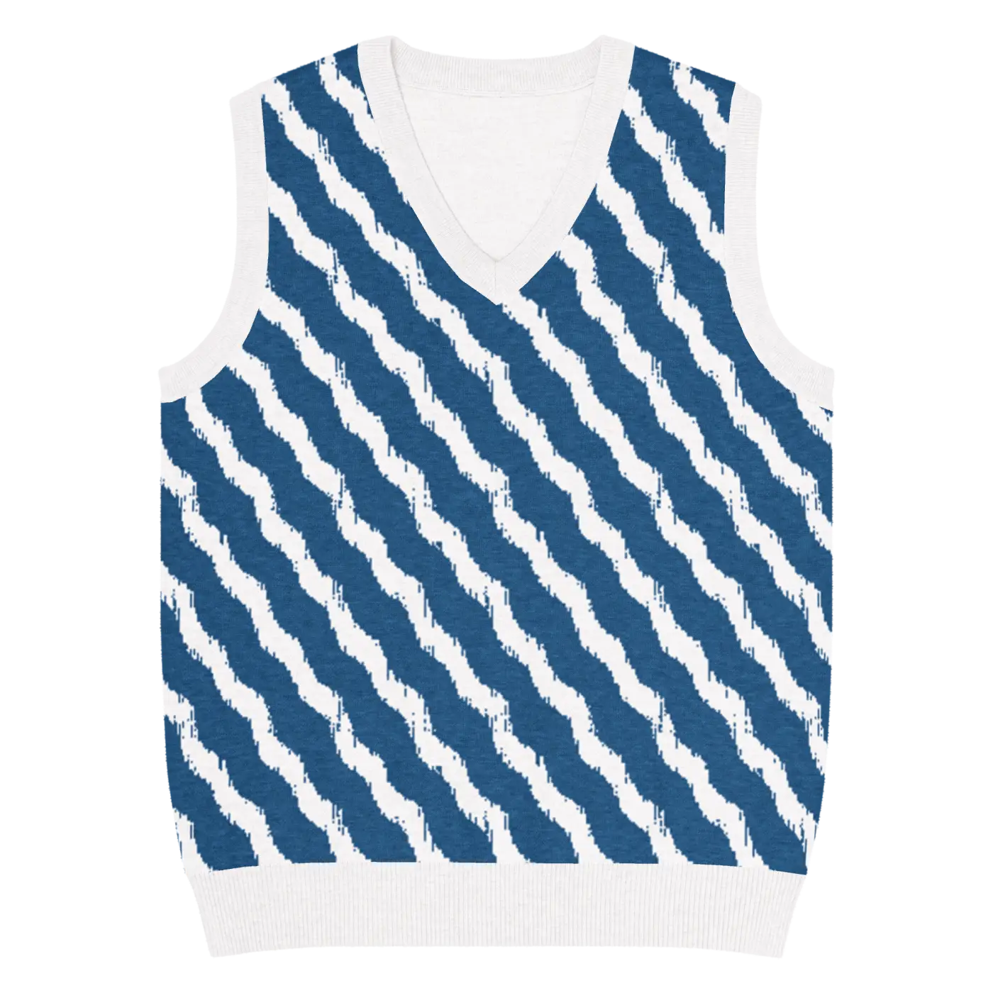 Knit Vest - Stunning White Diagonal Stripe Pattern - DipaliZ