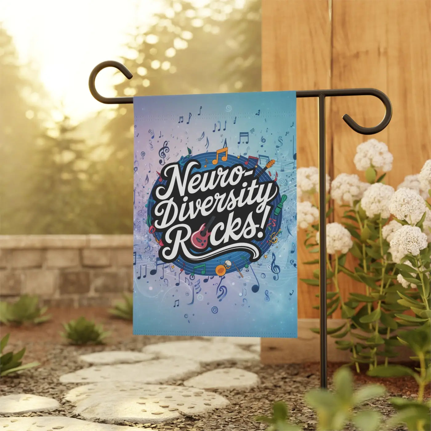 Neurodiversity Rocks Garden Banner - Poly Poplin Canvas - DipaliZ