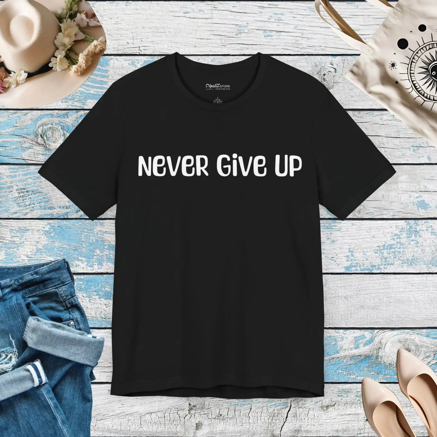 Never Give Up Unisex Jersey Short Sleeve Tee - DipaliZ