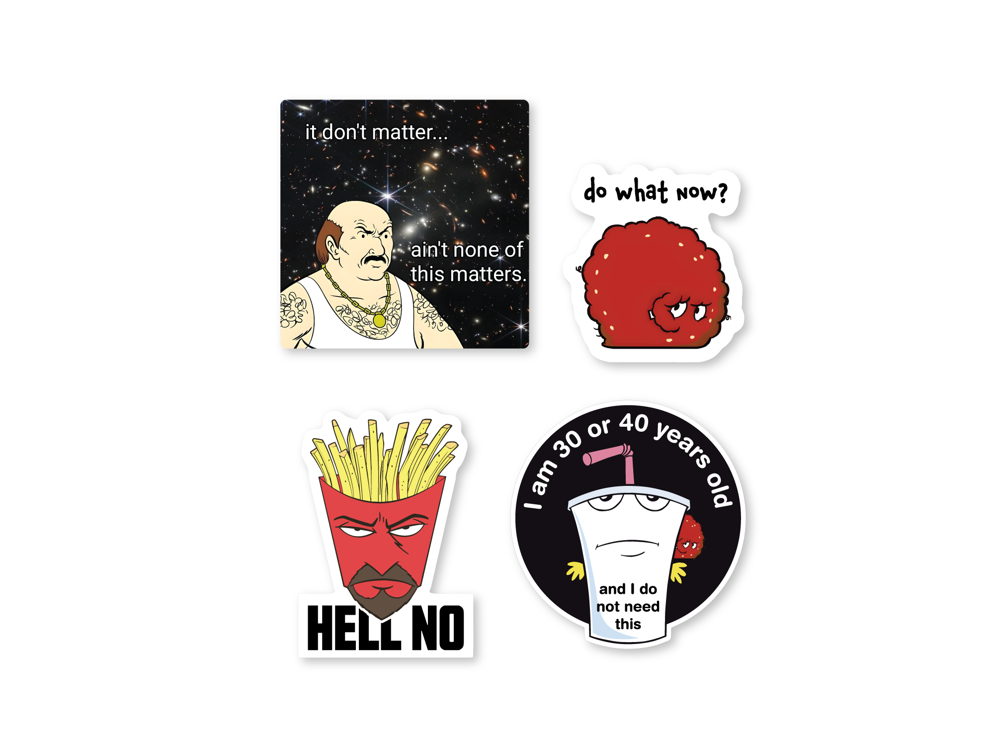 Aqua Teen Hunger Force Sticker, Set of 4