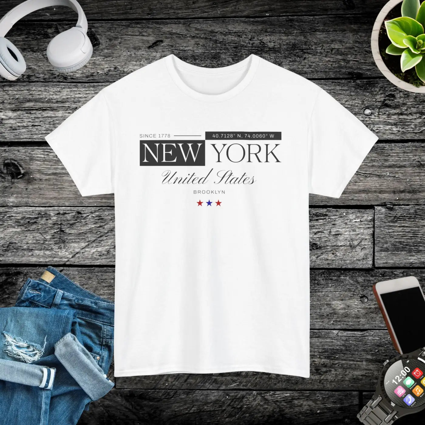 Unisex Heavy Cotton Tee - New York Brooklyn Style - DipaliZ
