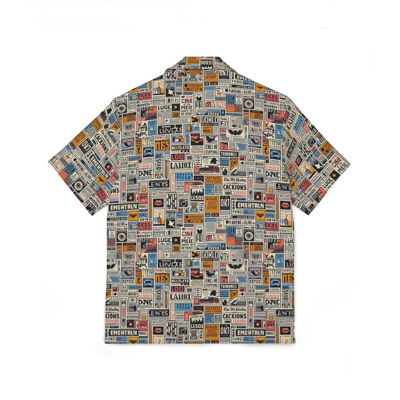 Hawaiian Camp Shirt - Linen Texture Newspaper Style Pattern - DipaliZ